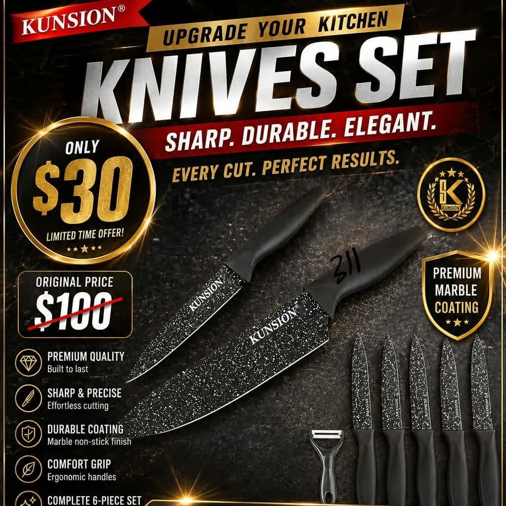 GLAMMMMM YOUR KITCHEN OUT WITH THIS KNIVES SET